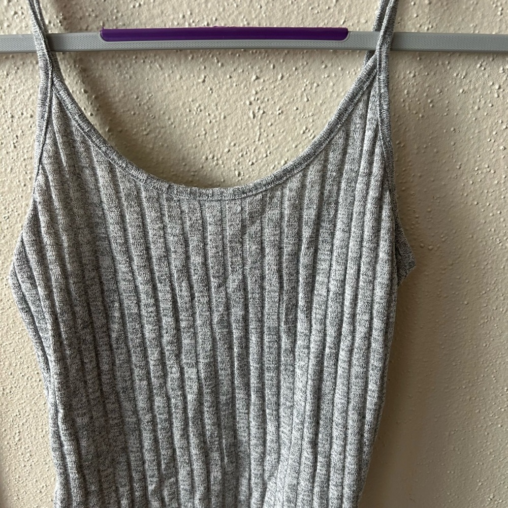 Gray Ribbed Women's Top